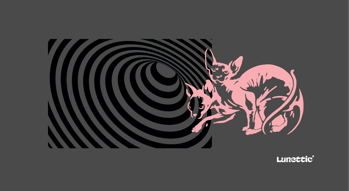 Composição óptica em rosa e preto com formas concêntricas